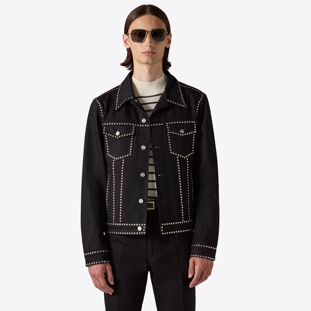 BLK DNM DENIM JACKET 75 BLACK STUDDED
Size Small fits larger up to medium.
